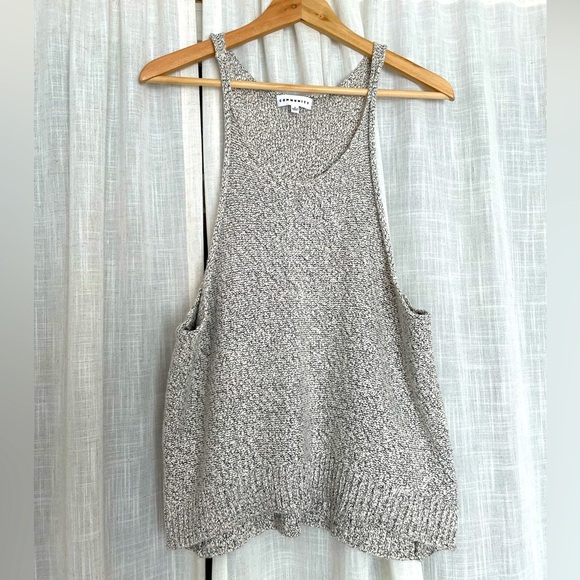 Community Cotton Grey Knit Woven Tank Size S - Picture 1 of 6